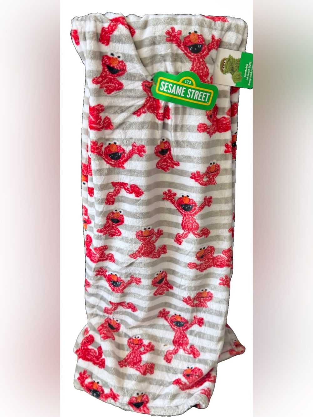 New Oversized Sesame Street Children’s  Throw Blanket w/Stripes and Elmo 50x70